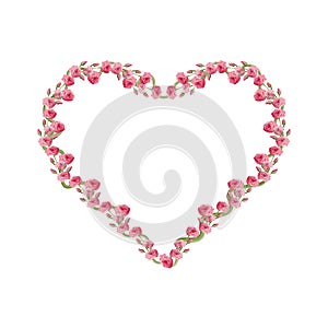 Heart of roses, buds - vector pattern